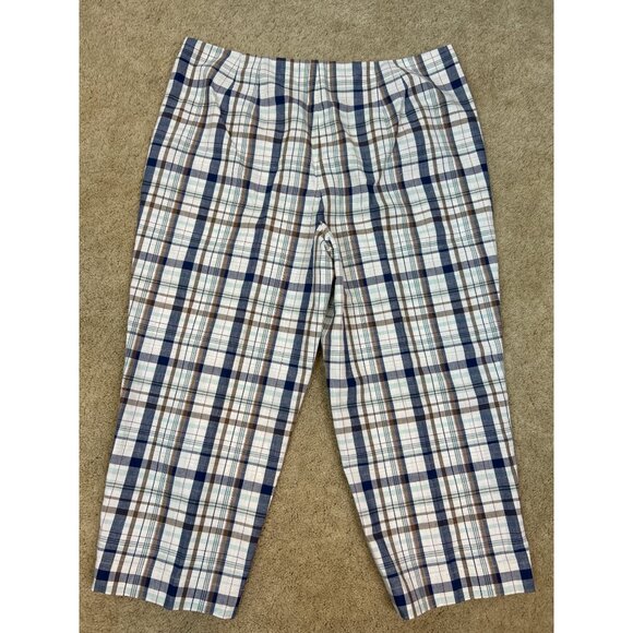 Talbots Cropped Ankle Pants Women's Plaid Metallic Linen Cotton Size 18 - Picture 8 of 13